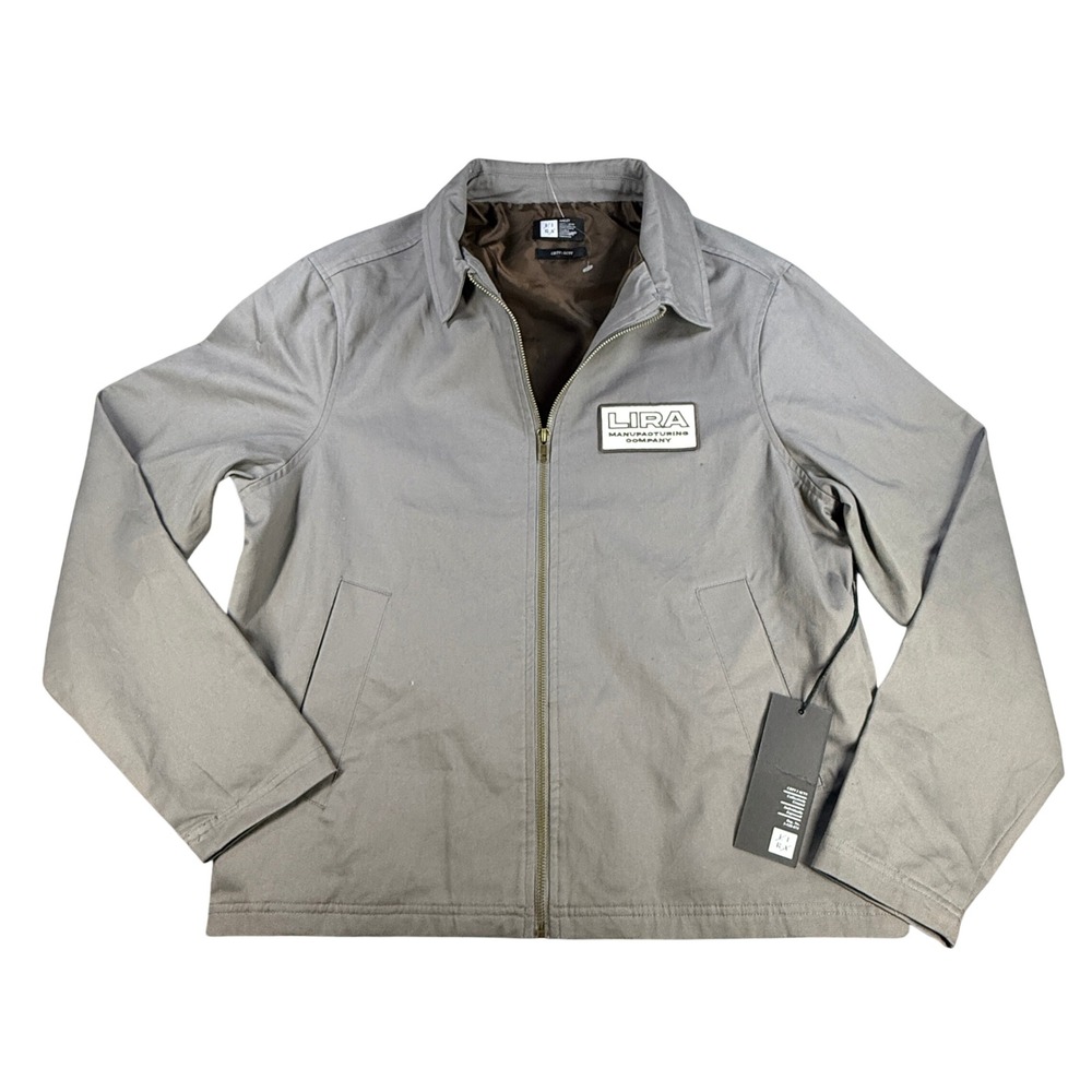 Lira Mens Jacket Manufacturing‎ Co Patch Medium Grey Cotton Twill Workwear